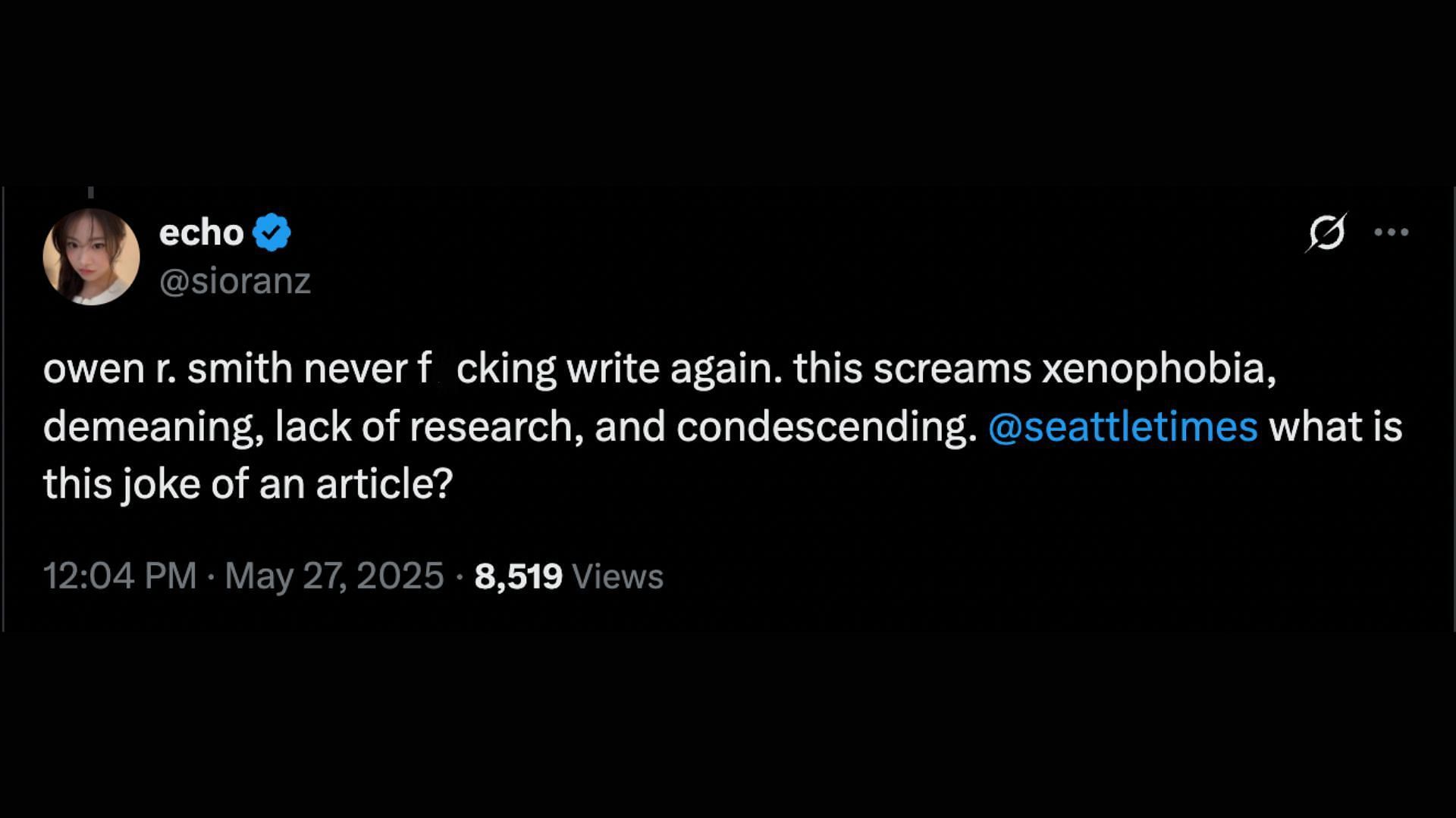 A fan reaction from X (Image via X/@sioranz)